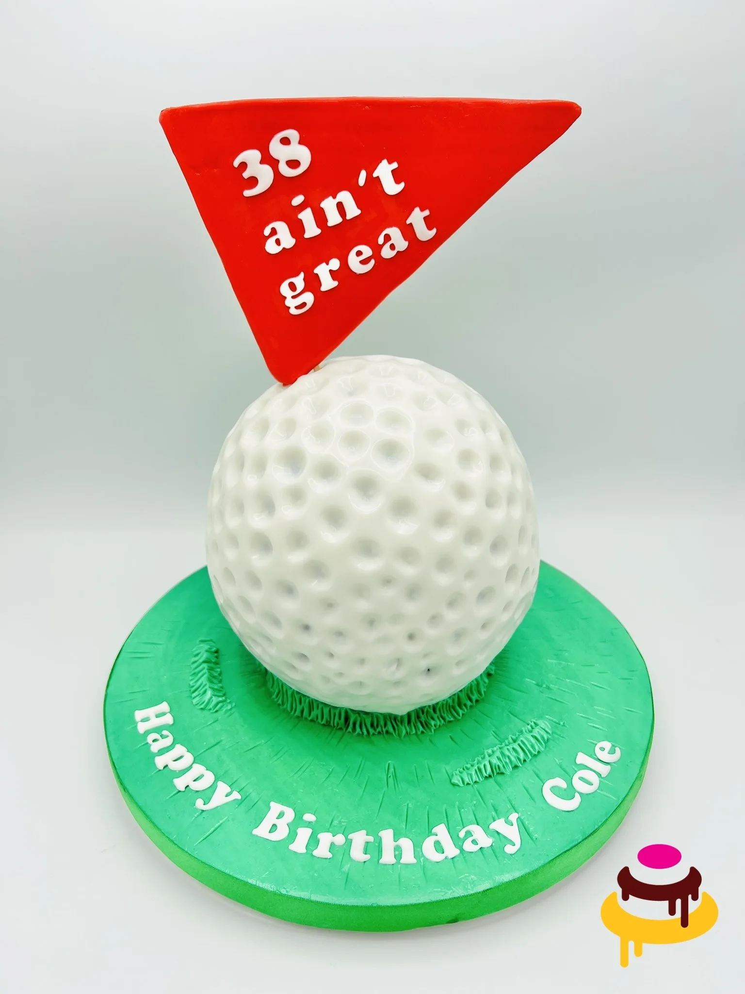 Custom golf ball themed sculpted birthday cake San Francisco Bay Area